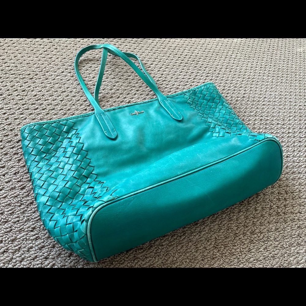 Cole Hann light green shoulder tote